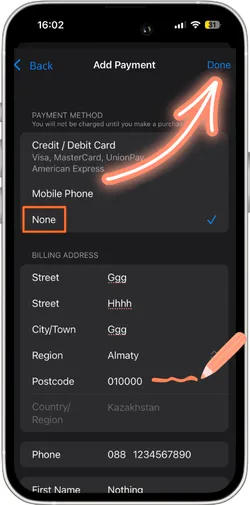 Add payment method with billing address