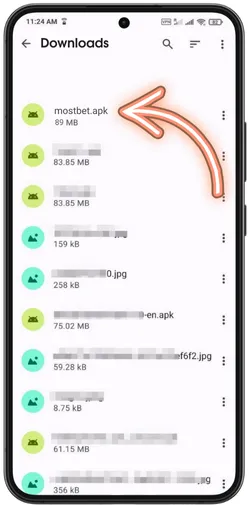 Access downloads folder and find APK file