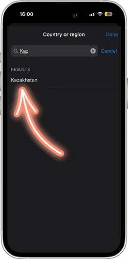 Select Kazakhstan from country list