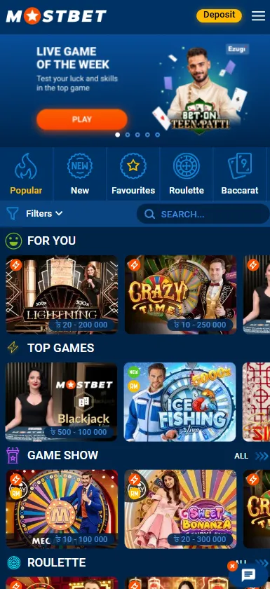 Live Casino Page