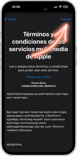 Aceptar los Términos y Condiciones de Apple