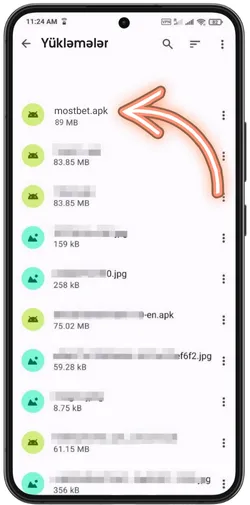 Yükləmələr qovluğuna daxil olub APK faylını tapın