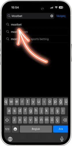 App Store'da Mostbet uygulaması arama