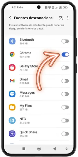 Desactivar el permiso de fuentes desconocidas en configuración