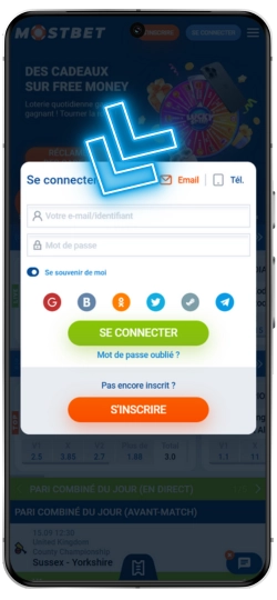 Connexion à l'application Mostbet