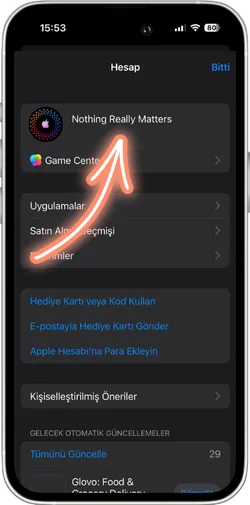 App Store hesap bilgilerini görüntüleme