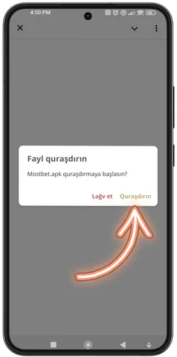Quraşdır düyməsinə toxunaraq quraşdırmanı təsdiqləyin