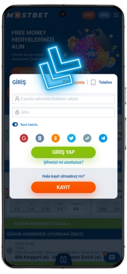Mostbet uygulamasına giriş