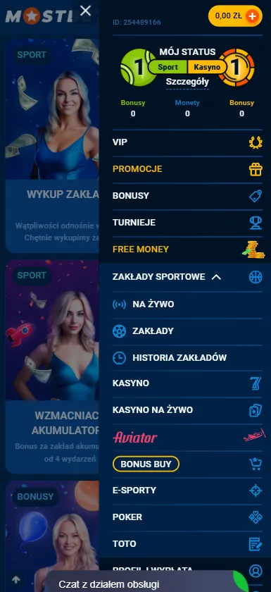 Menu nawigacyjne aplikacji