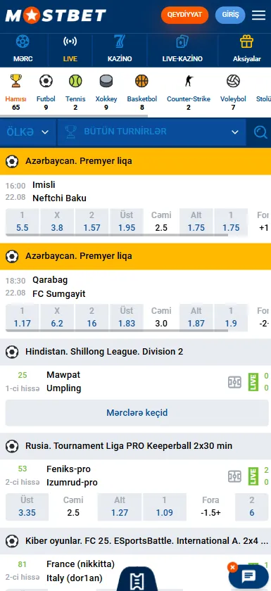 İdman Mərcləri İnterfeysi