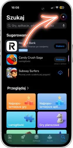 Otwórz profil w ustawieniach App Store