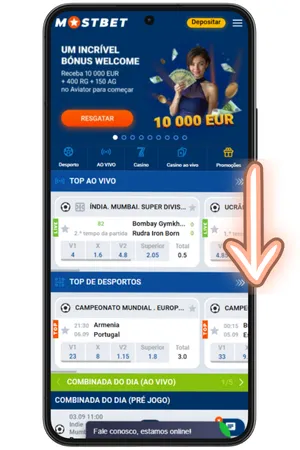 Página inicial da Mostbet