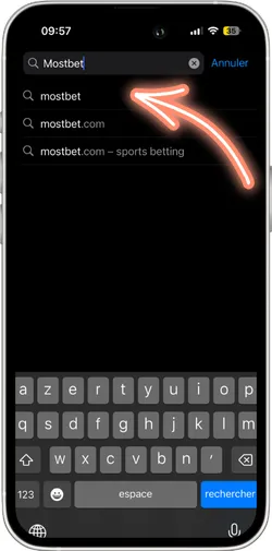 Tapez Mostbet dans le champ de recherche