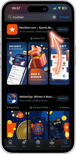 Sélectionnez l'application officielle Mostbet