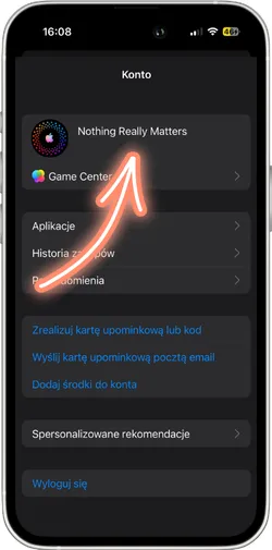 Wyświetl ustawienia konta w App Store